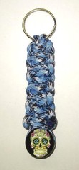 One Paracord 550 Keychain with Glass Skull Charm Mexican Calavera