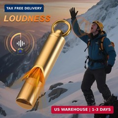 Brass Emergency Whistles 2 Pack with Tangle-Free Lanyard – Pealess Safety Whistl