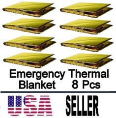 8Pc Medical Emergency Thermal Blanket Mylar Trauma Military Survival Safety Gold