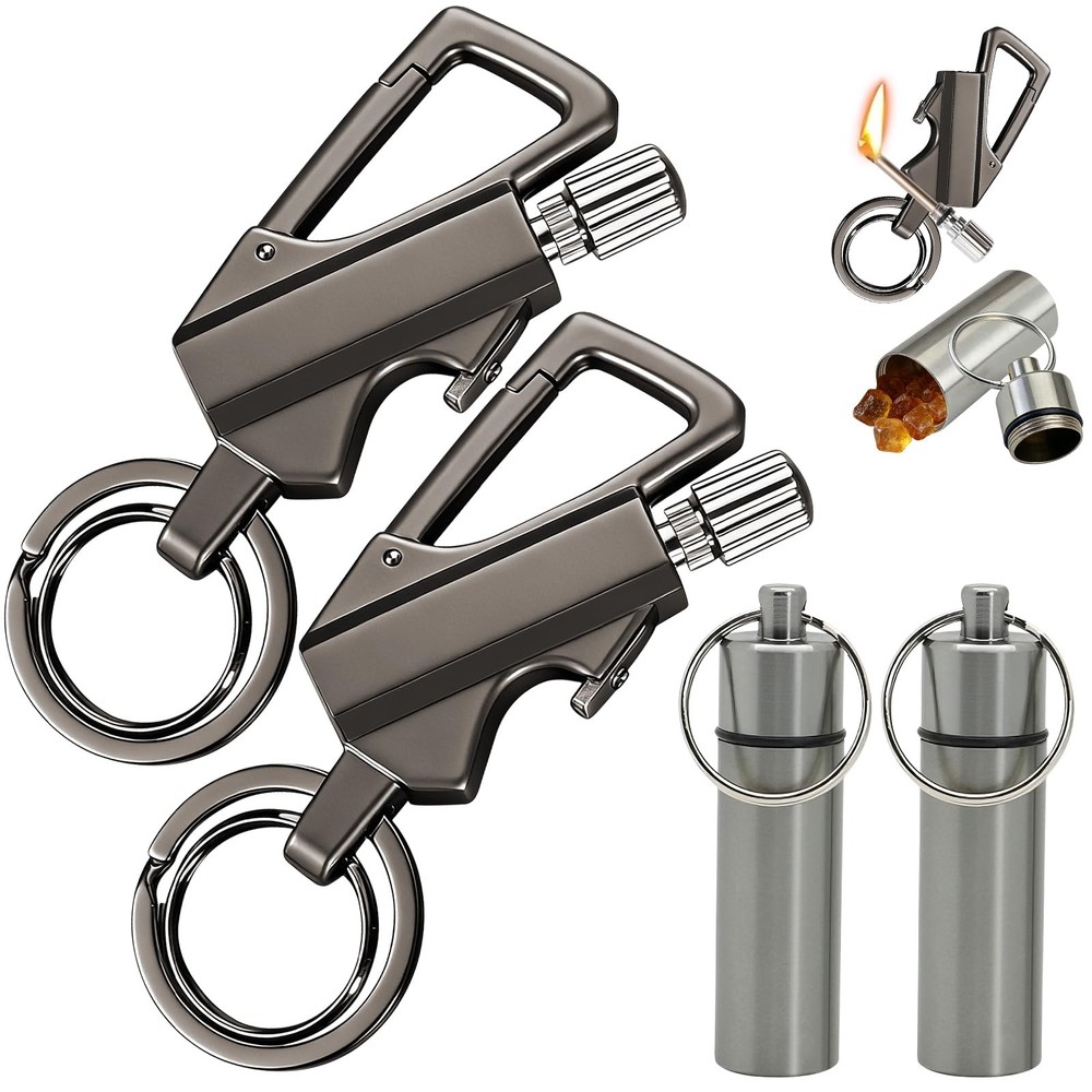 2 Pack Permanent Match Infinity Lighter with Tinder Storage Canister, Multito…
