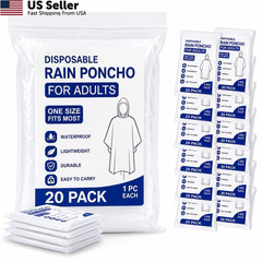 Juvale Rain Poncho Pack – One Size, Clear, 50-Pack With Hood – 50-Pack, Clear