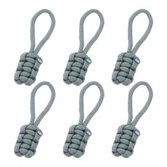 Reflective Paracord Zipper Pull, 75 mm Length for Backpacks (6 Pack, Gray)