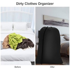 2 Pack Heavy Duty Large Laundry Bags 28 x 45 Inch Black Hamper Storage Set