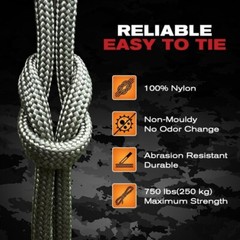 Survival Paracord Rope 100 Feet Fire Starter Parachute Cord 7 Strand Nylon NEW