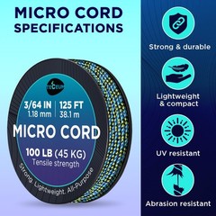 TECEUM Micro Paracord Rope – Thin Braided Cord for Crafting, DIY, Camping