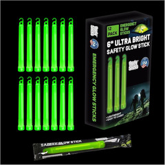 Partysticks Emergency Glow Sticks – 12 Ultra Bright Individually Wrapped Militar