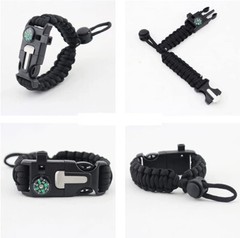 2 Paracord Survival Bracelet2, Fire Starter, Whistle, Compass, Rope Cutter, Para