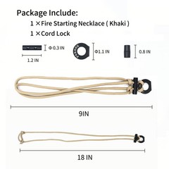 PSKOOK Fire Starter Necklace, Survival Paracord Necklace with Flint and Steel,