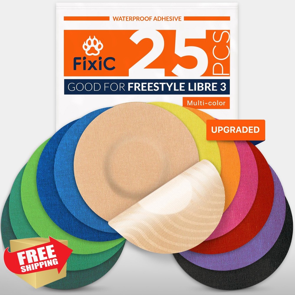 Fixic Libre 3 Sensor Covers Multi-Color Upgraded 25 Pack