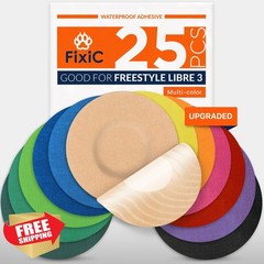Fixic Libre 3 Sensor Covers Multi-Color Upgraded 25 Pack