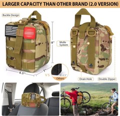 Camo Brown, Outdoor Survival Kit,Camping Gear First Aid with Molle System Bag