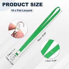10Pcs 16.9″ Polyester Flat Lanyard with Lobster Clasp for Keys, Green
