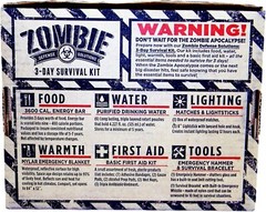 ZOMBIE 3-Day Survival Kit Food Water Lighting Tools Warmth First Aid Emergency