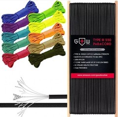 Grand Way Paracord Type III 550lb Nylon Tactical Rope Cord 100ft 4mm Black NEW
