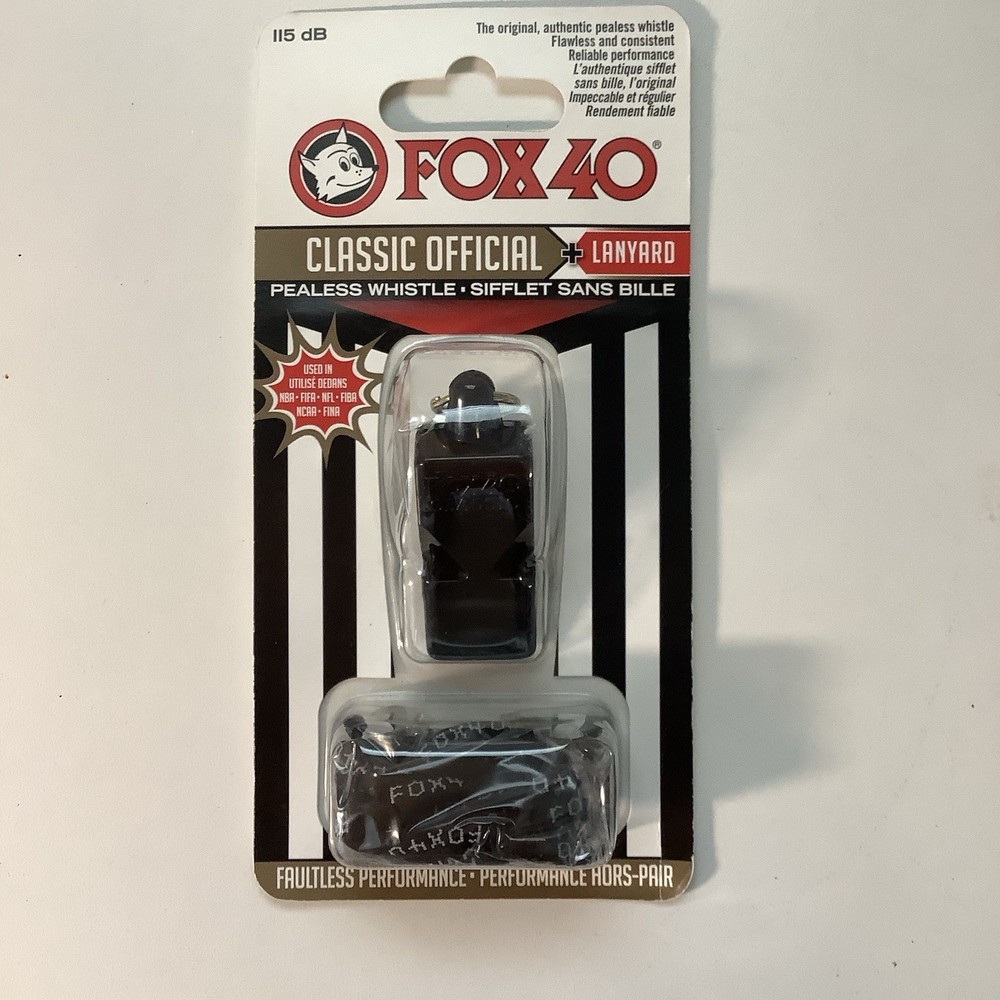 Fox 40 Classic Pealess Whistle With A Lanyard Black