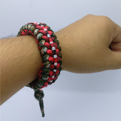 1 Pcs Paracord Bracelet with Black and Red Camo Color Cobra Weave Style