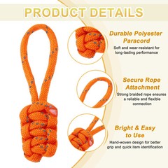 Reflective Paracord Zipper Pull, 75 mm Length for Backpacks (6 Pack, Orange)
