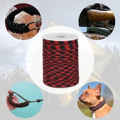 Paracord Rope 330lb,7 Strands Lanyard Spool Cord,Red and Black Checkered