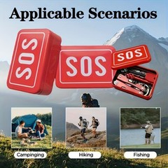 Portable SOS Box Survival Tool Set 6-in-1 for Camping Survival and Emergency Use