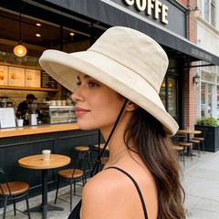 Summer Sun Bucket Hats for Women Wide Brim Packable Beach Hat Medium, Beige