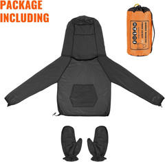 2 Pcs Mosquito Net Jacket with Hood & Gloves Breathable Mesh