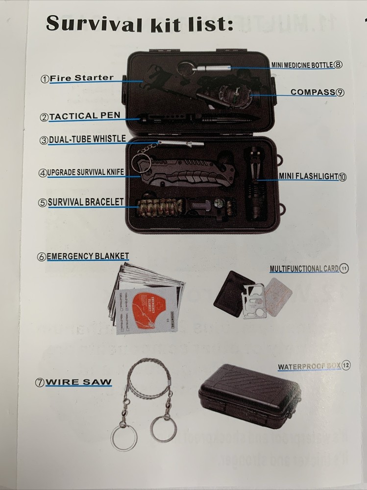 11in1 Outdoor Emergency Survival Gear Kit Camping Hiking Survival Gear Tools Kit