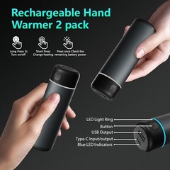 Hand Warmer Pocket Warmer Electric 2x 5000mAh USB Portable 3 Heating Modes B1083