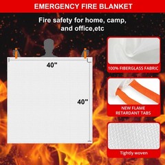 SecuCaptain Emergency Fire Blanket for Home and Kitchen 2 Pack 40 x40 Flame