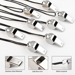 24pcs Stainless Steel Referee Whistles Loud Sports Whistle with Lanyards