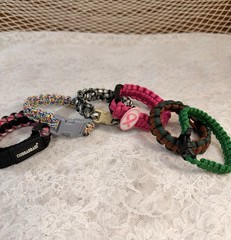 Lot of Six Various Colorful Paracord Braided Bracelets