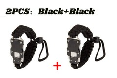 2 PCS Black Paracord Tactical Knife Bracelet Bulk Kit Survival Gear EDC