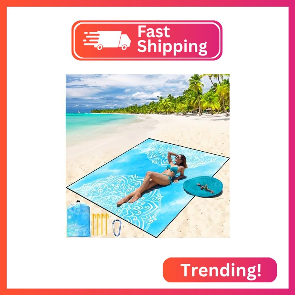 WIWIGO Beach Blanket Mat Waterproof Sandproof for 2-8 Adults Quick Drying