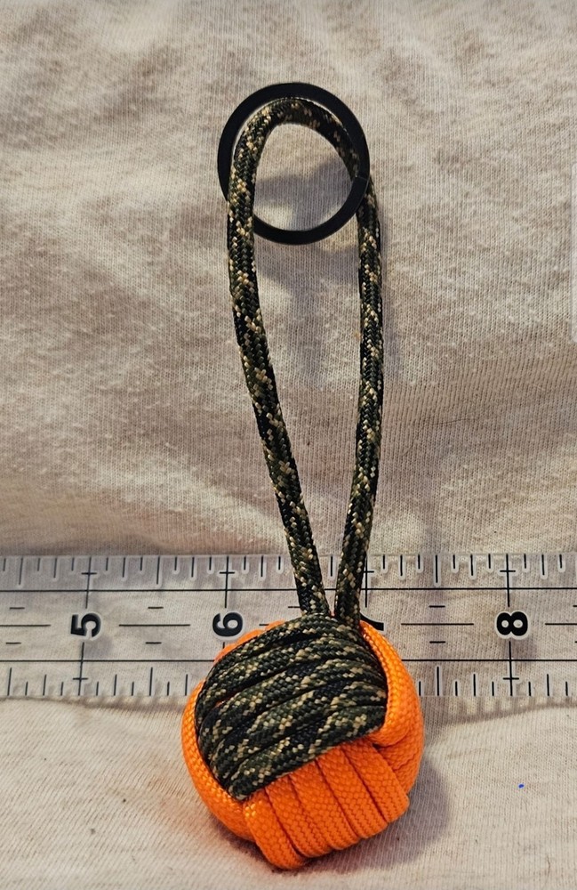 550 Paracord 1″ Nautical Decorative Monkey’s Fist Knot 5″, Key Fob/Chain