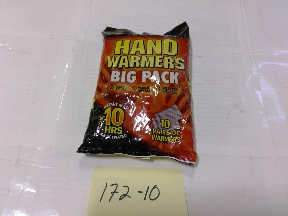 Grabber Warmers Hand Warmers Big Pack 10 Pairs 10 Hrs Heat Orange Disposable