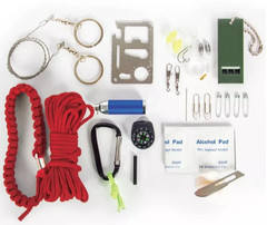 Adventure Men’s 34 In 1 Survival Kit Medium Red Multi Tool Travel Hiking Camping