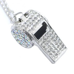 Whistle, Metal Crystal Rhinestone Whistle with Keychain, Bling Whistle, Loud …