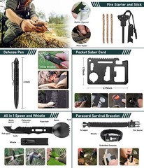 Survival Kit, 262Pcs Gear and Supplies with First Standard, Black