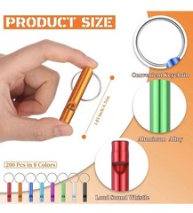 200 Pcs Emergency Whistles with Keychains Aluminum Extra Loud Survival Safety…