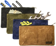 NEW Readywares Waxed Canvas Small Zipper Pouch Bag Brass Zipper Water Resistant