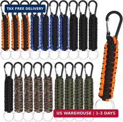 20 Pcs Paracord Keychain Military Braided Keychain Clip with Strap Paraco