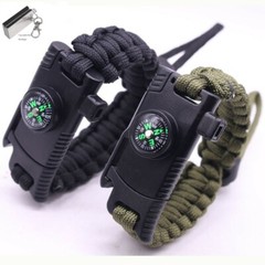 6 in 1 Adjustable Paracord Emergency Bracelet Fire Starter, Compass, USA Shipper
