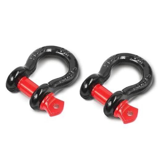 1/» D Ring Shackle with 5/8″ Screw PinT Working Load Limit 1/2 Inch 2 Black&Red