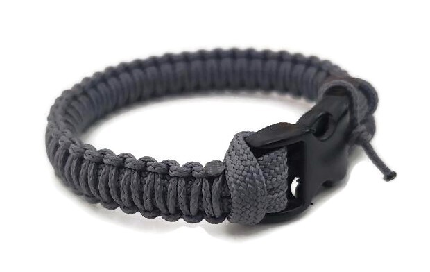 Paracord Bracelet 550 Charcoal Grey/Charcoal Grey Micro Cord U.S. Seller