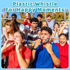 72/144/200 PCS Plastic Whistles with Lanyard – Loud Sports Referee Coach Whistle