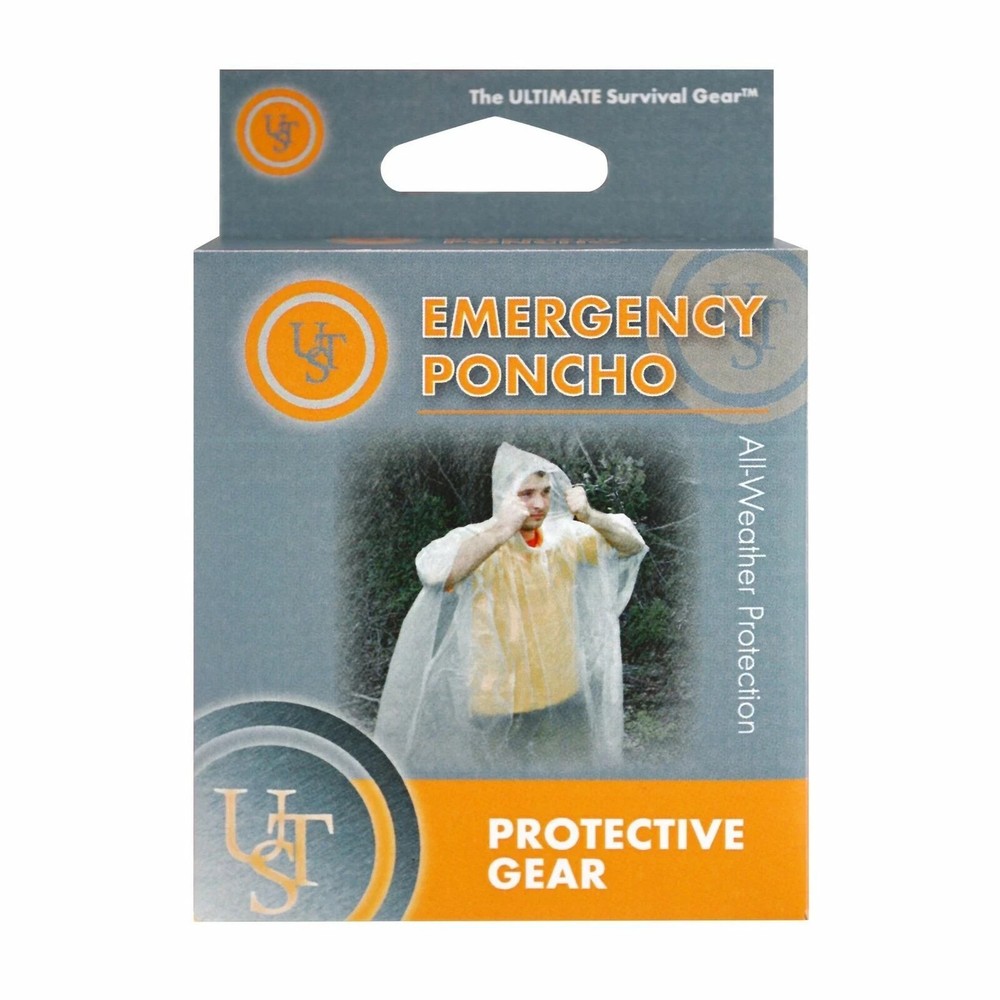 2 UST Emergency Poncho Clear Ultralight Rain Jacket Survival gear Bug Out Bag