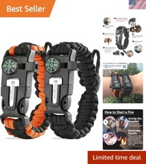 5 in 1 Paracord Survival Bracelets | Whistle, Compass & Fire Starter Included