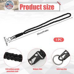 Heavy Duty Neck Braided Paracord Lanyard Keychain for Men Women Outdoor Survival