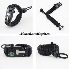 5 in 1 Adjustable Paracord Emergency Bracelet Fire Starter, Compass. USA Shipper