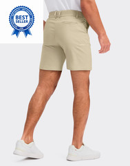 Pudolla Men’s Casual Shorts 7/9 Inch Golf Stretch 36, Light Khaki