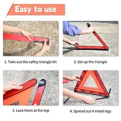 DEDC Warning Triangle, Foldable Safety Triangle, Triple Warning Kit, 3 Pack